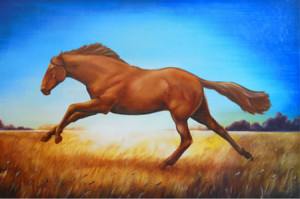 The Race Horse Oil Painting by Tia Harper