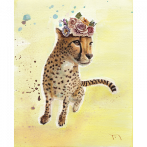 Watercolor Cheetah with Flower Crown