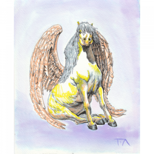 Angel Horse Watercolor Painting by Tia Harper
